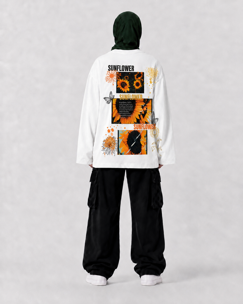 Sunflowers Long Sleeve — Black