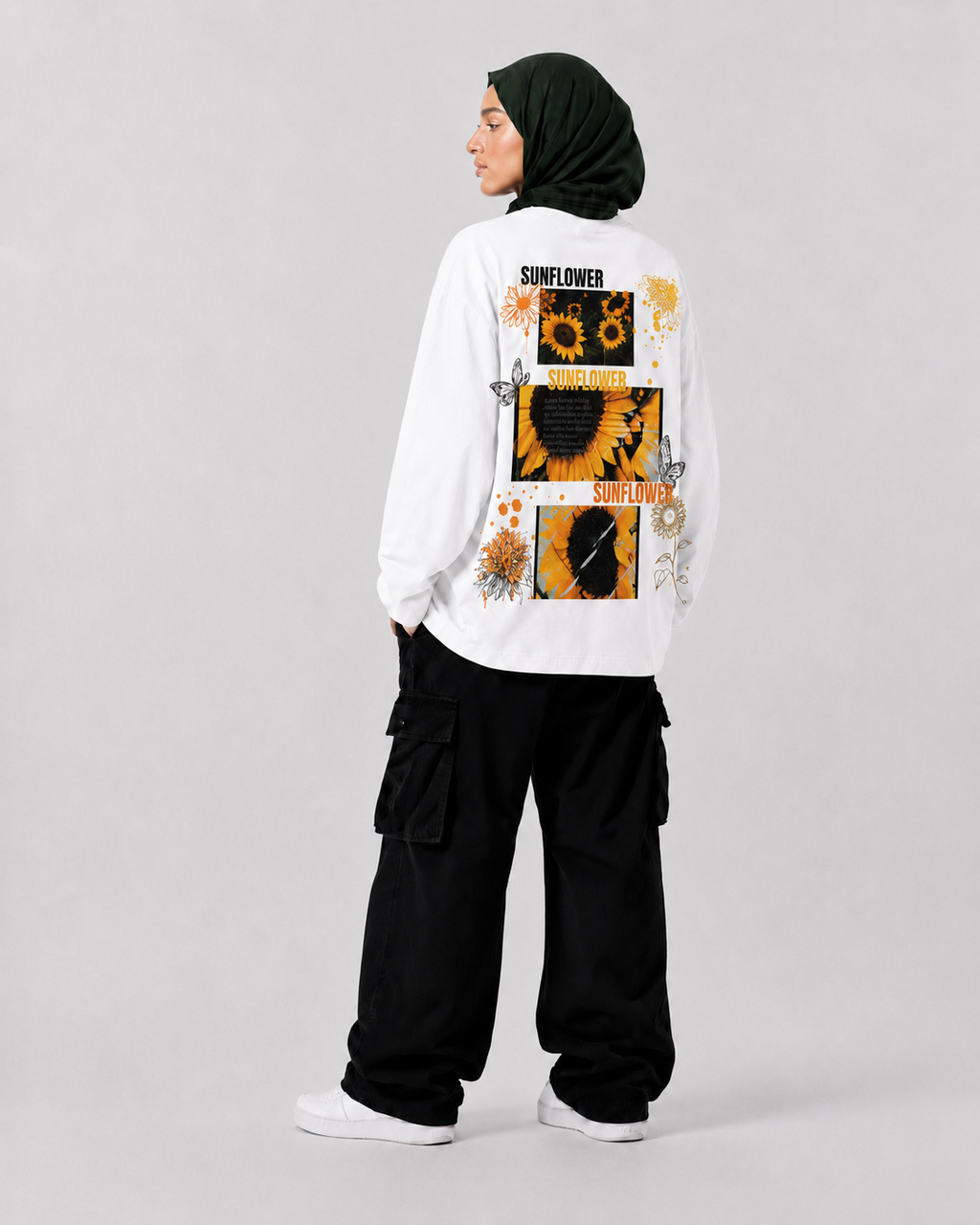 Sunflowers Long Sleeve — Black