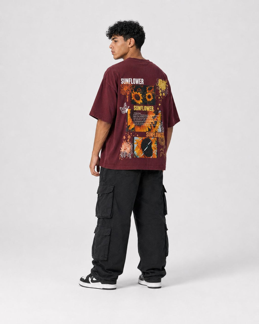 Sunflowers T-Shirt — Burgundy